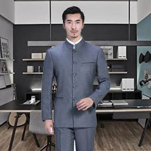 纯毛料立领灰色中式男套装FX10